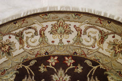 5x5 Round Rug, Silk Flower Rug, Indian Round Rug
