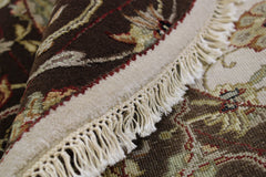 Oriental Round Rug, Silk Flower Rug, Indian Round Rug