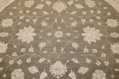 Hand Knotted Round Rug, Oushak Puja Design Rug