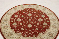 Red Oriental Rugs, Round Rug, Hand Knotted Wool Rug, Standard Rug Sizes