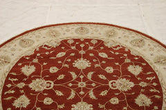Red Oriental Rugs, Round Rug, Hand Knotted Wool Rug, Standard Rug Sizes