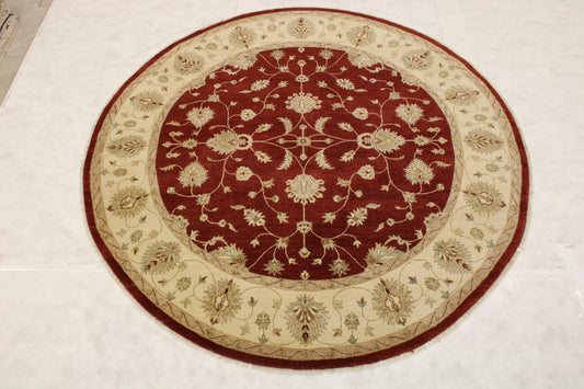 Red Round Rug, Oriental Rug, Knotted Rug, Kitchen Round Rug, Rug Decor