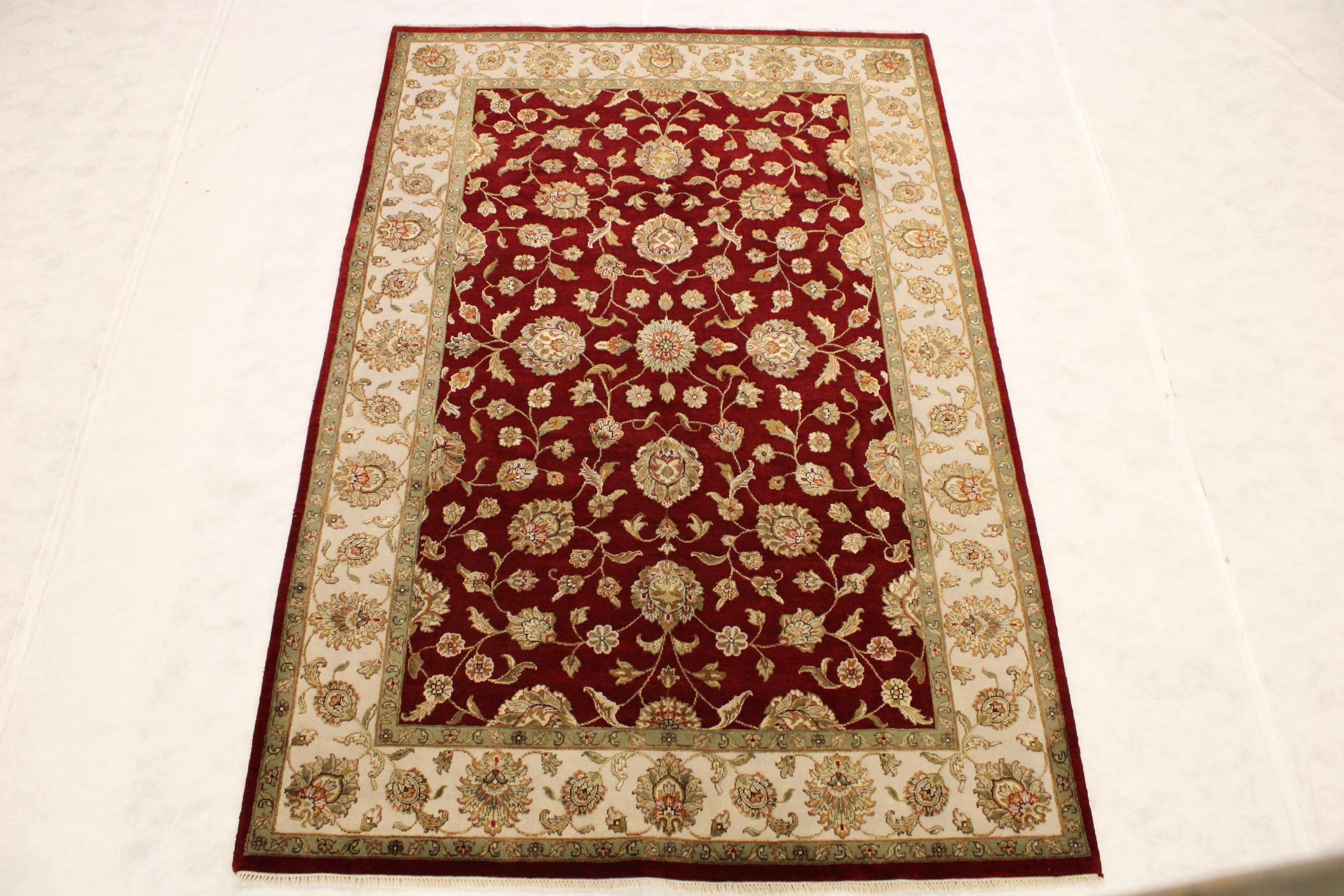 Silk Flower Rug, Hand Knotted Rug, Red Oriental Rugs, Colorful Rugs, Patio Carpet