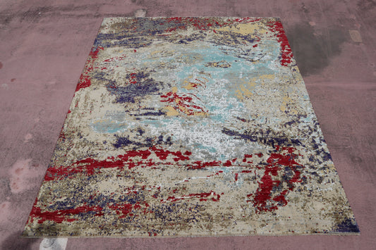 Hand Knotted Contemporary Rug, Multicolored Rug, Afghan Wool Rug