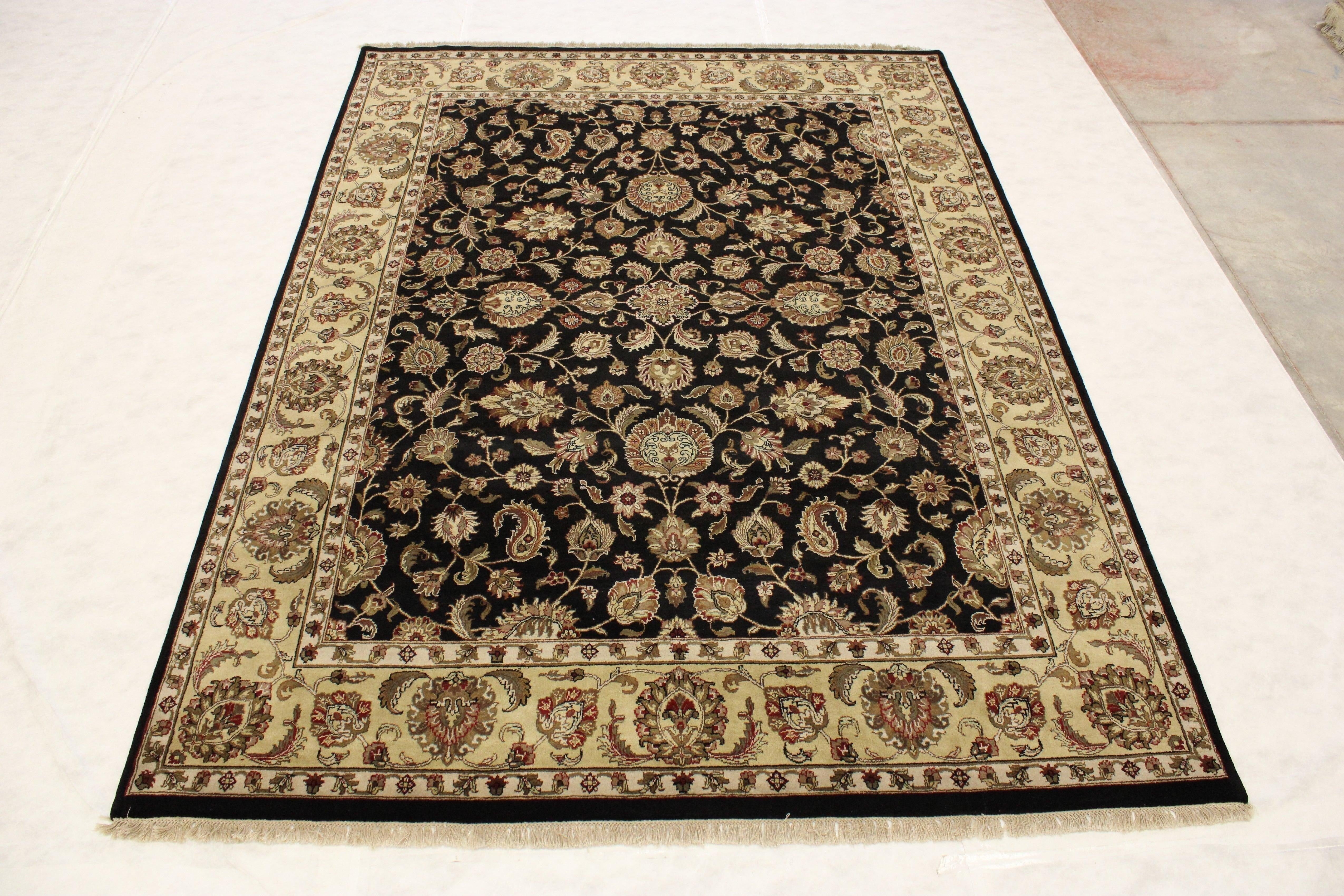 Jaipur Rugs, Black Oriental Rug, Hand Knotted Rug, Rug 9x12, Office Rugs 