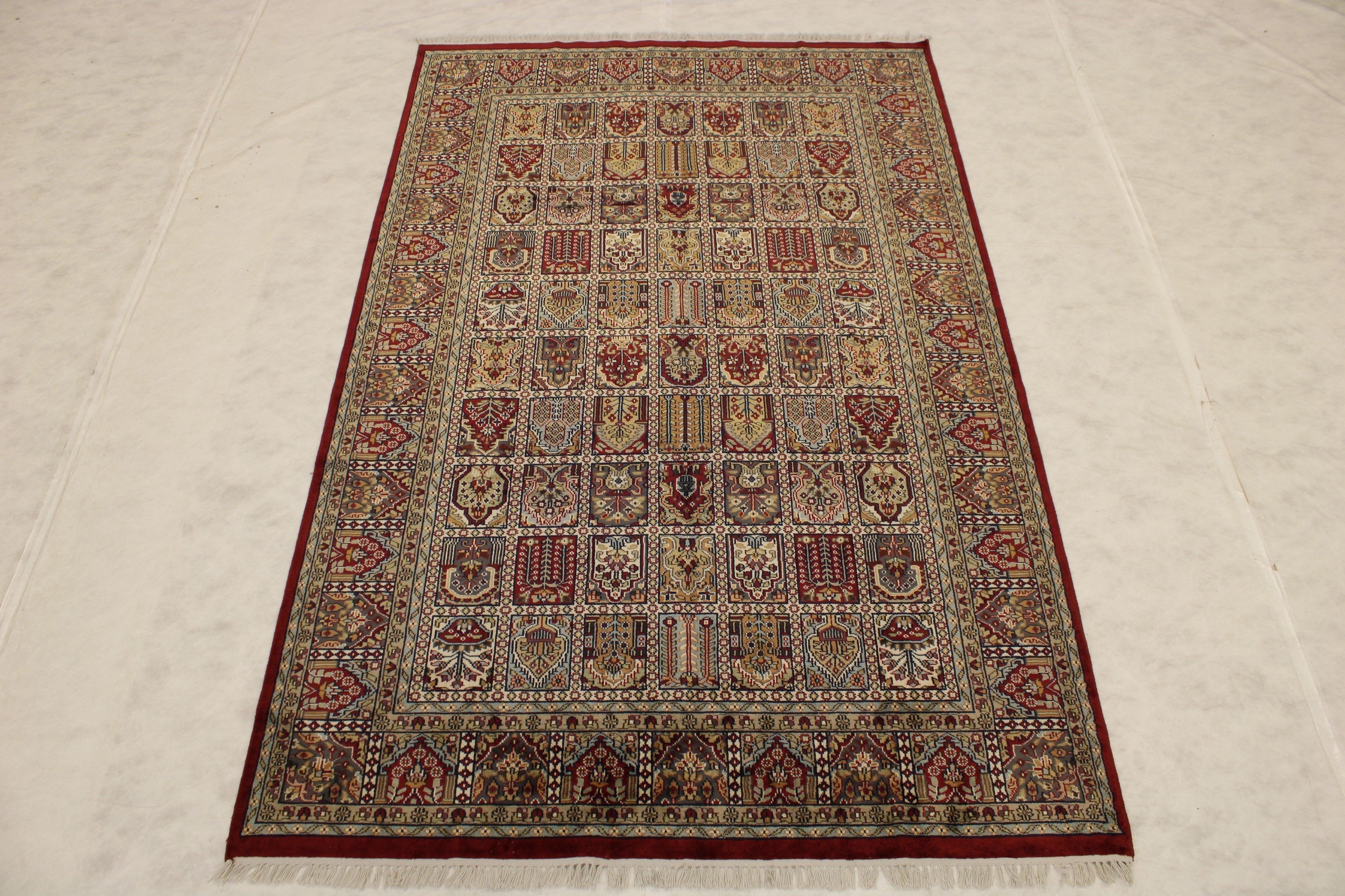 Garden Design Rug, Hand Knotted Wool Rug, Jammu Rug, Rug Colors, 6x9 Rug