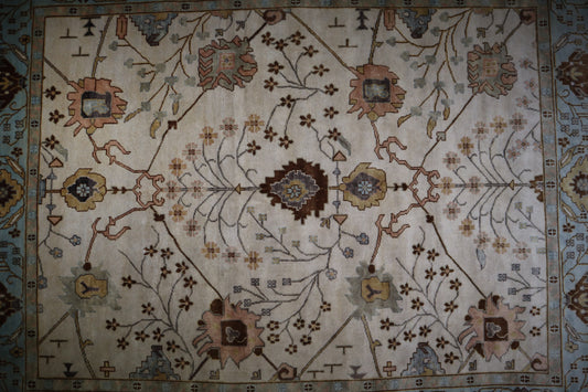 Antique Oushak Rug, Geometric Rug, Hand Knotted Indian Rug